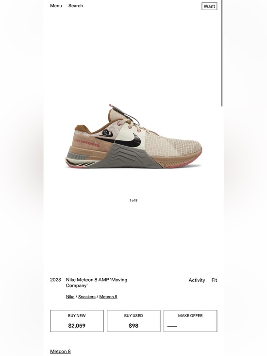 Nike Shoes - Nike Metcon 8 AMP "Moving Company" Sanddrift/Hemp/Coconut Milk/Black